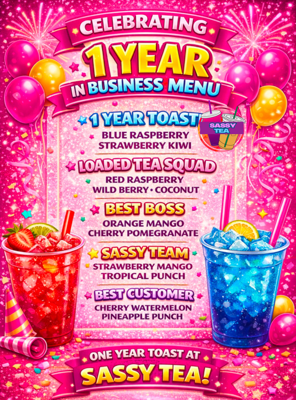 1 year in business menu
