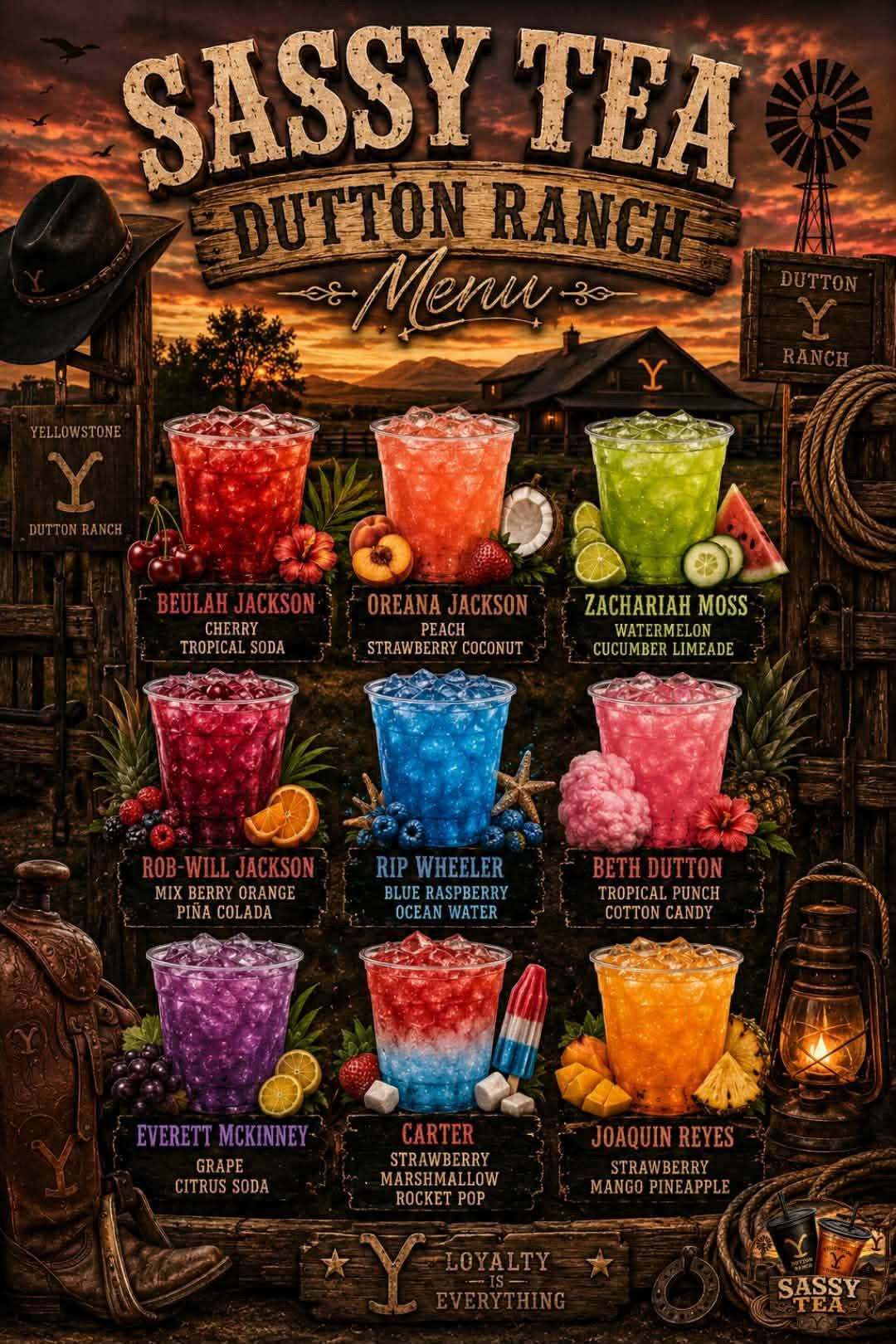 Dutton ranch menu