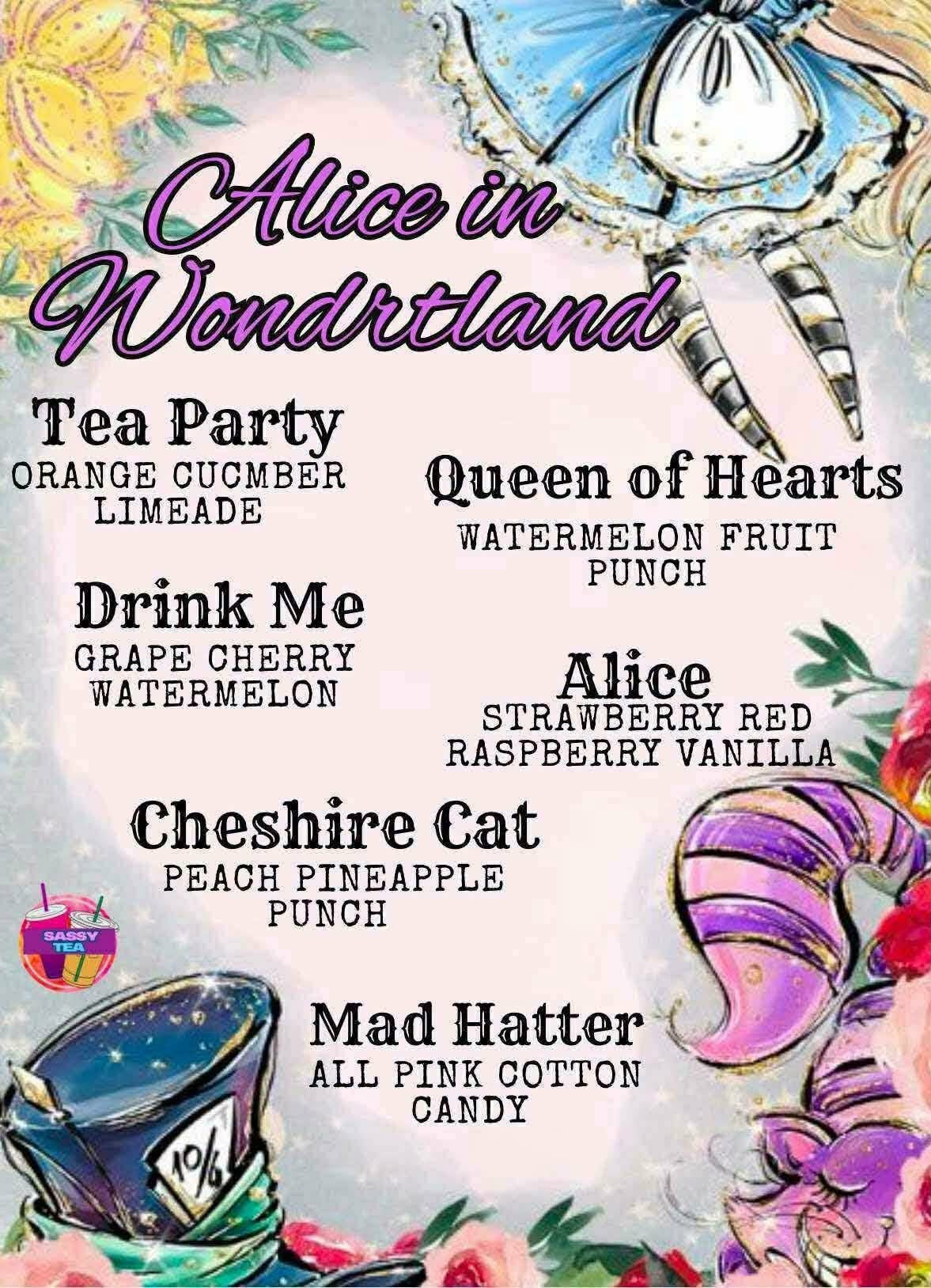 Alice in Wonderland menu