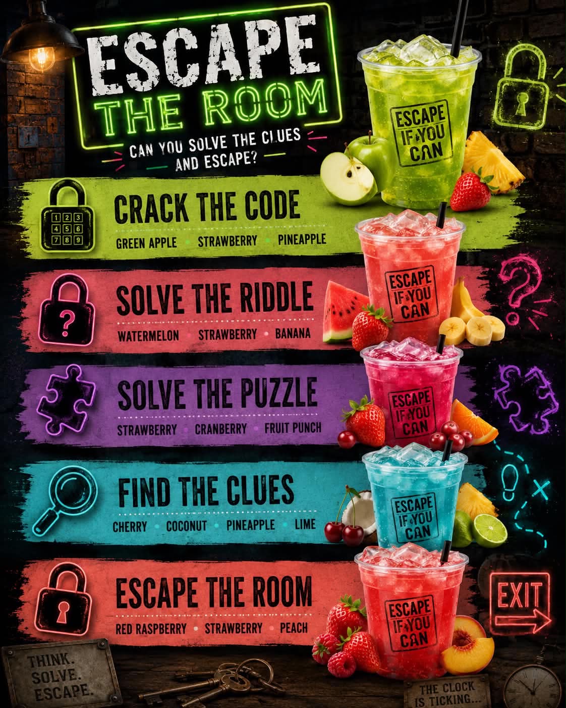 Escape the room menu