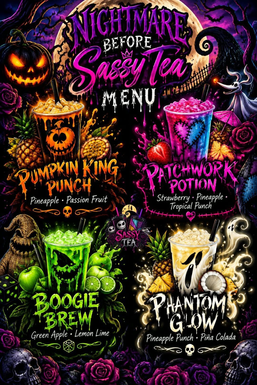 Nightmare before sassy tea menu