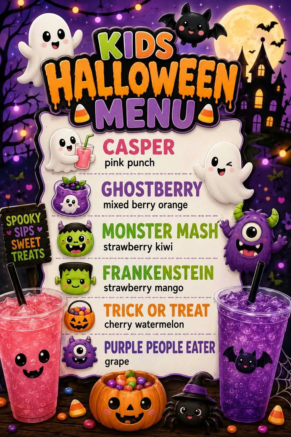 Kids Halloween menu