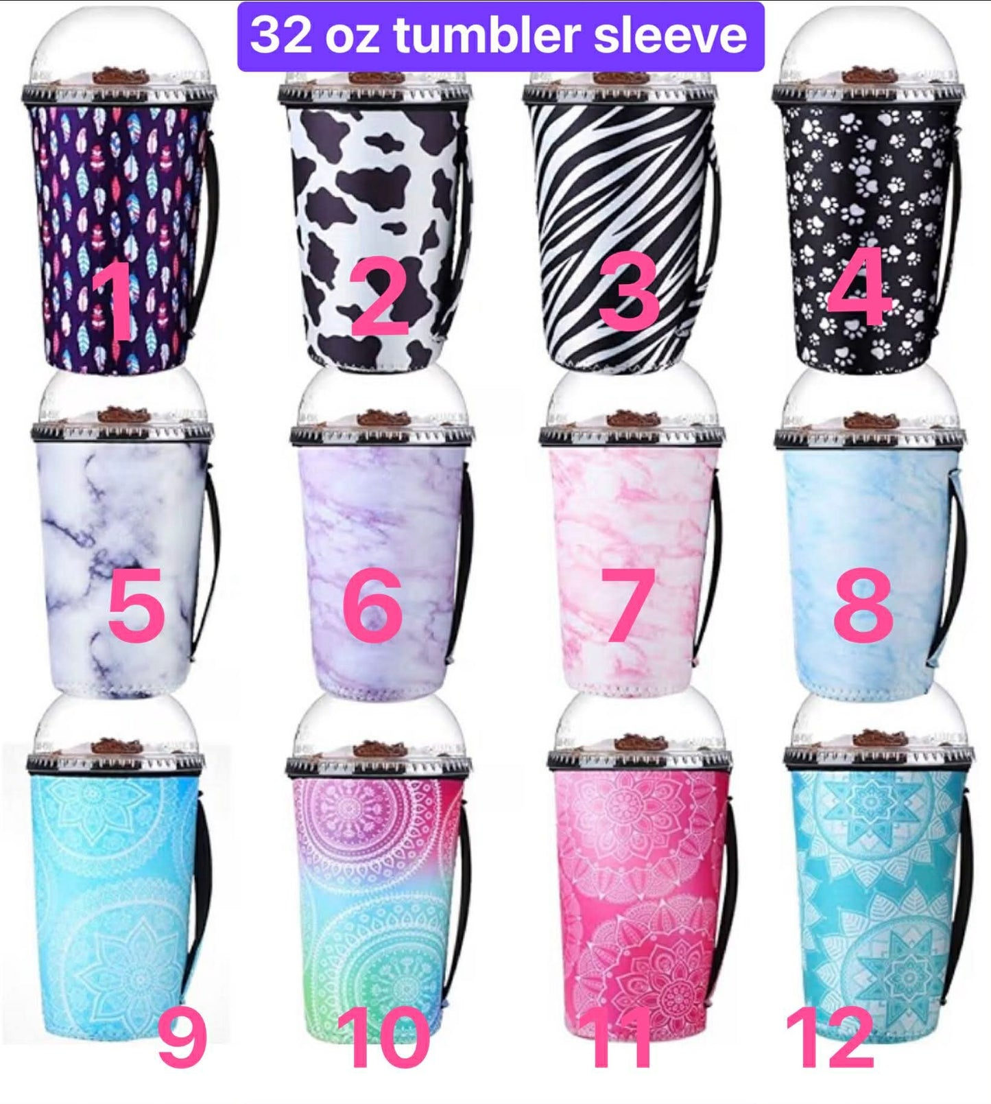 32oz tumbler sleeve with handle