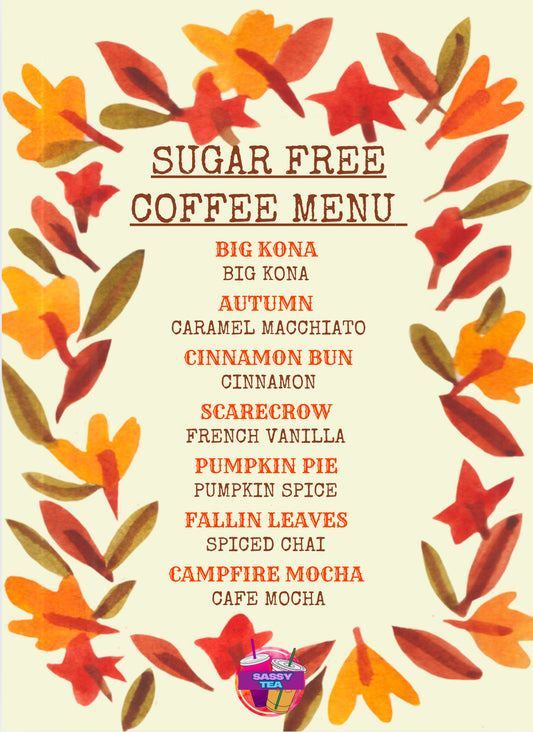 Sugar Free Coffee Menu