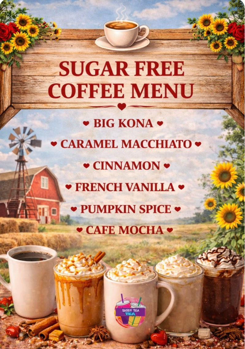 Sugar Free Coffee Menu