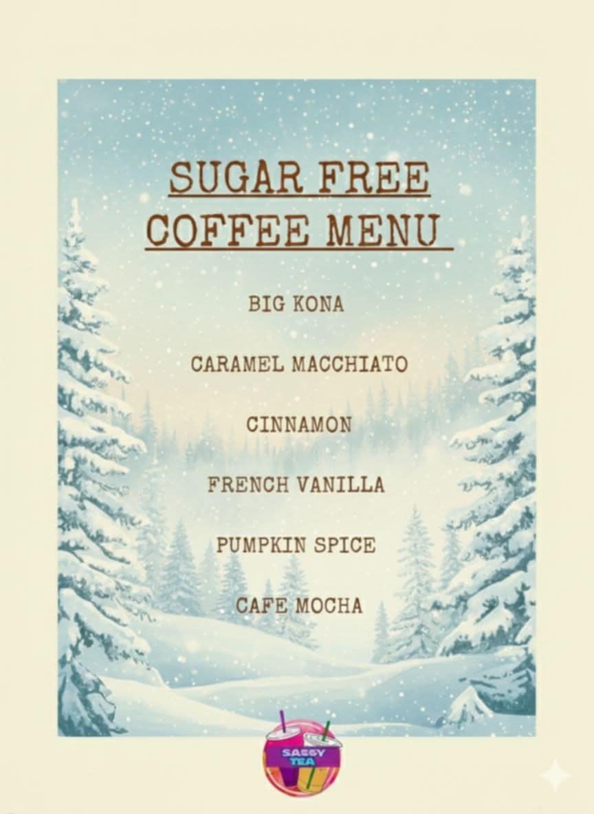 Sugar Free Coffee Menu