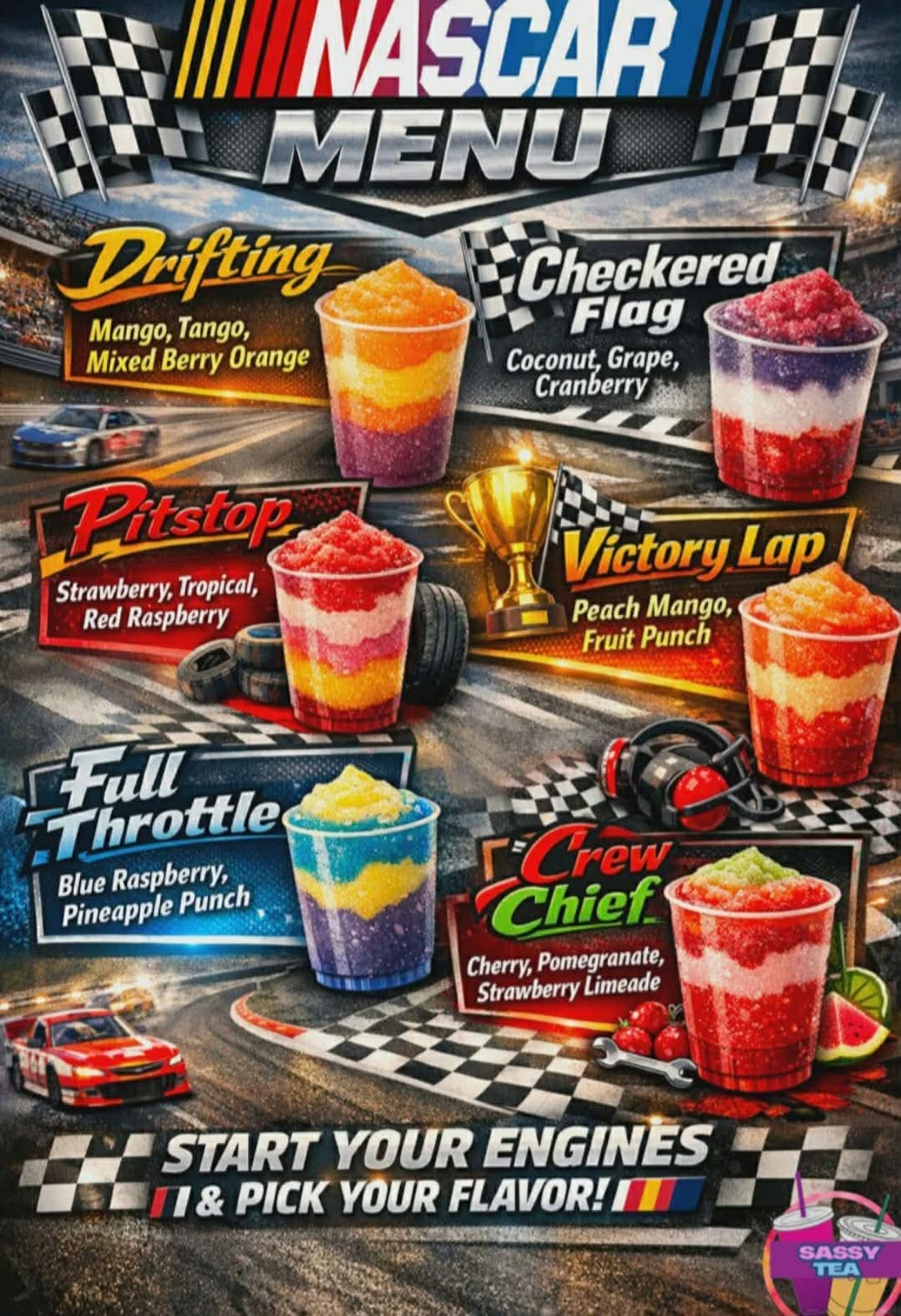 NASCAR menu