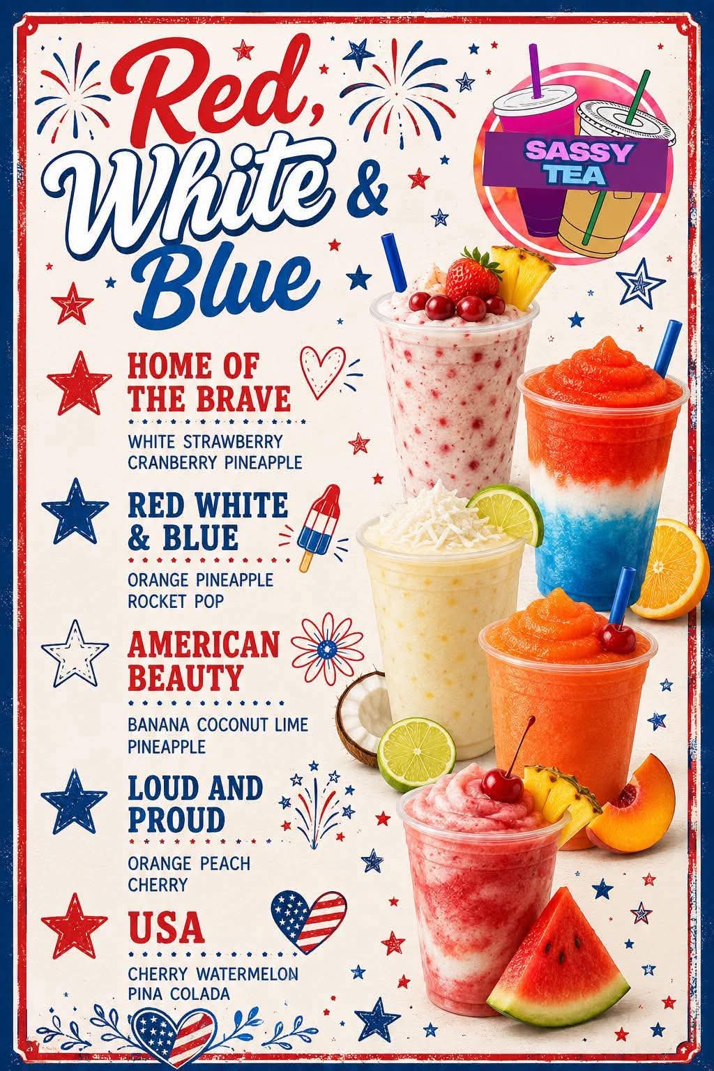 Red white & blue menu