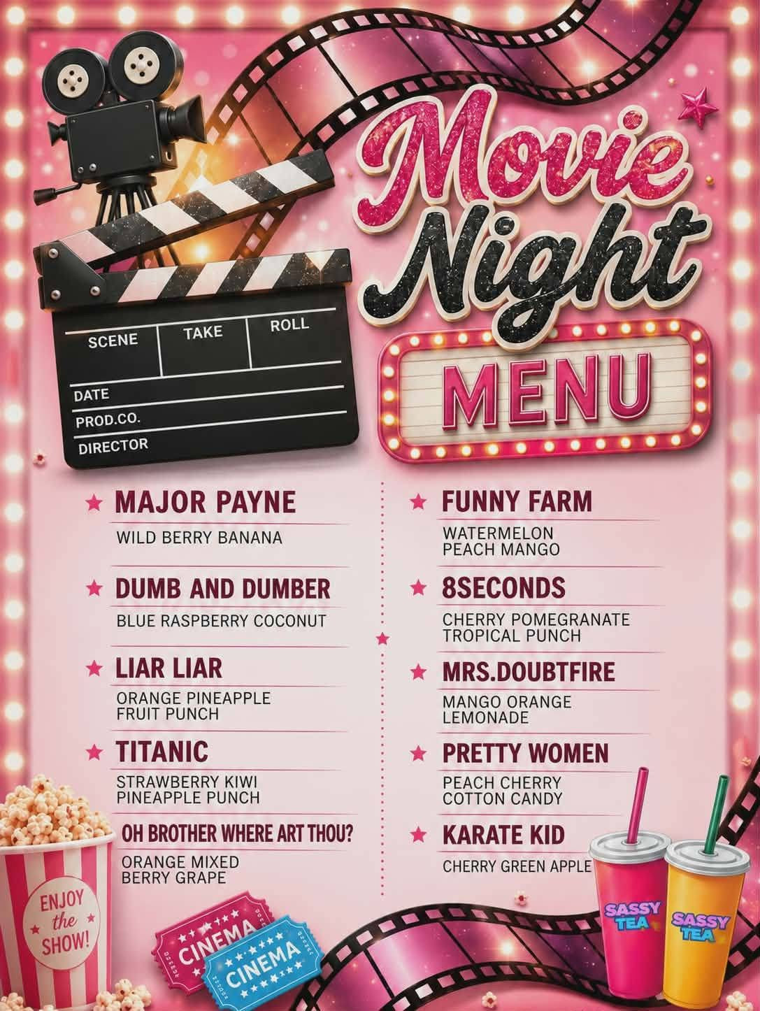 Movie night menu