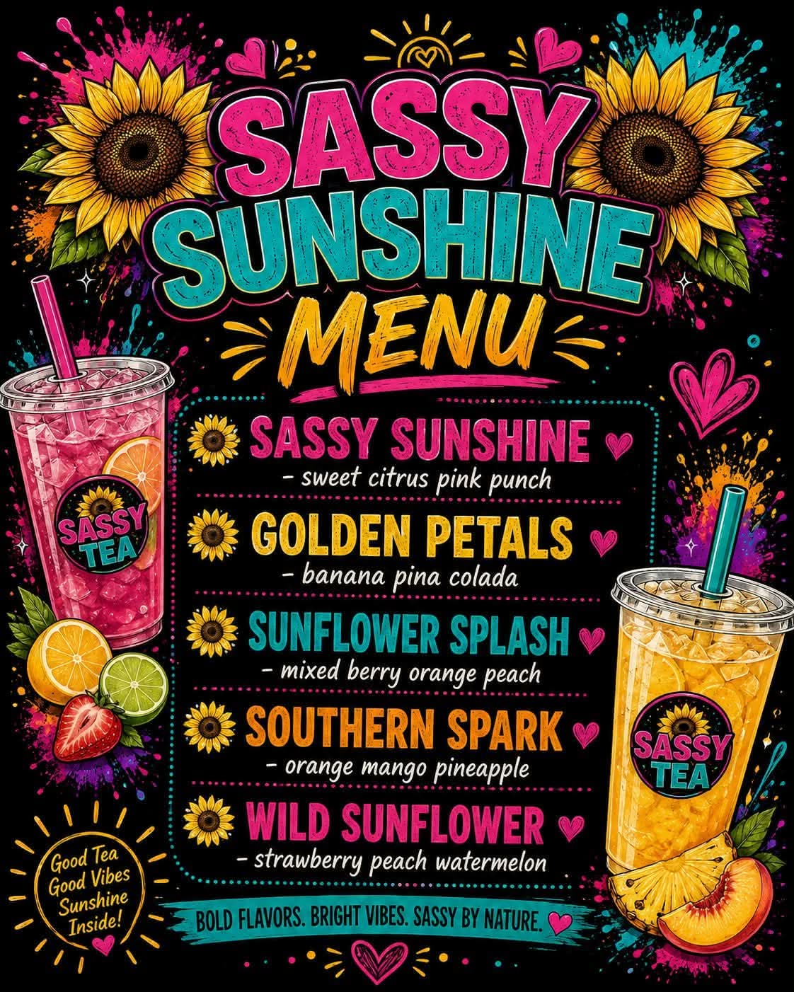 Sassy sunshine menu