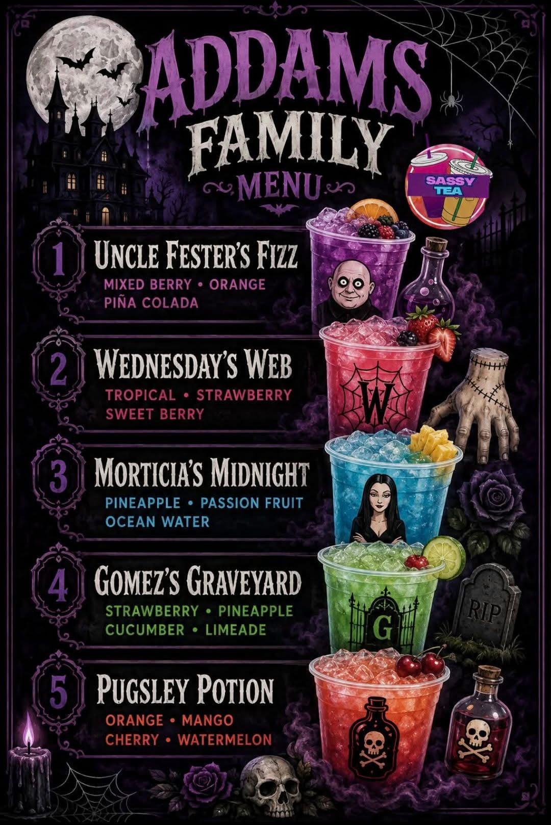 Addams family menu
