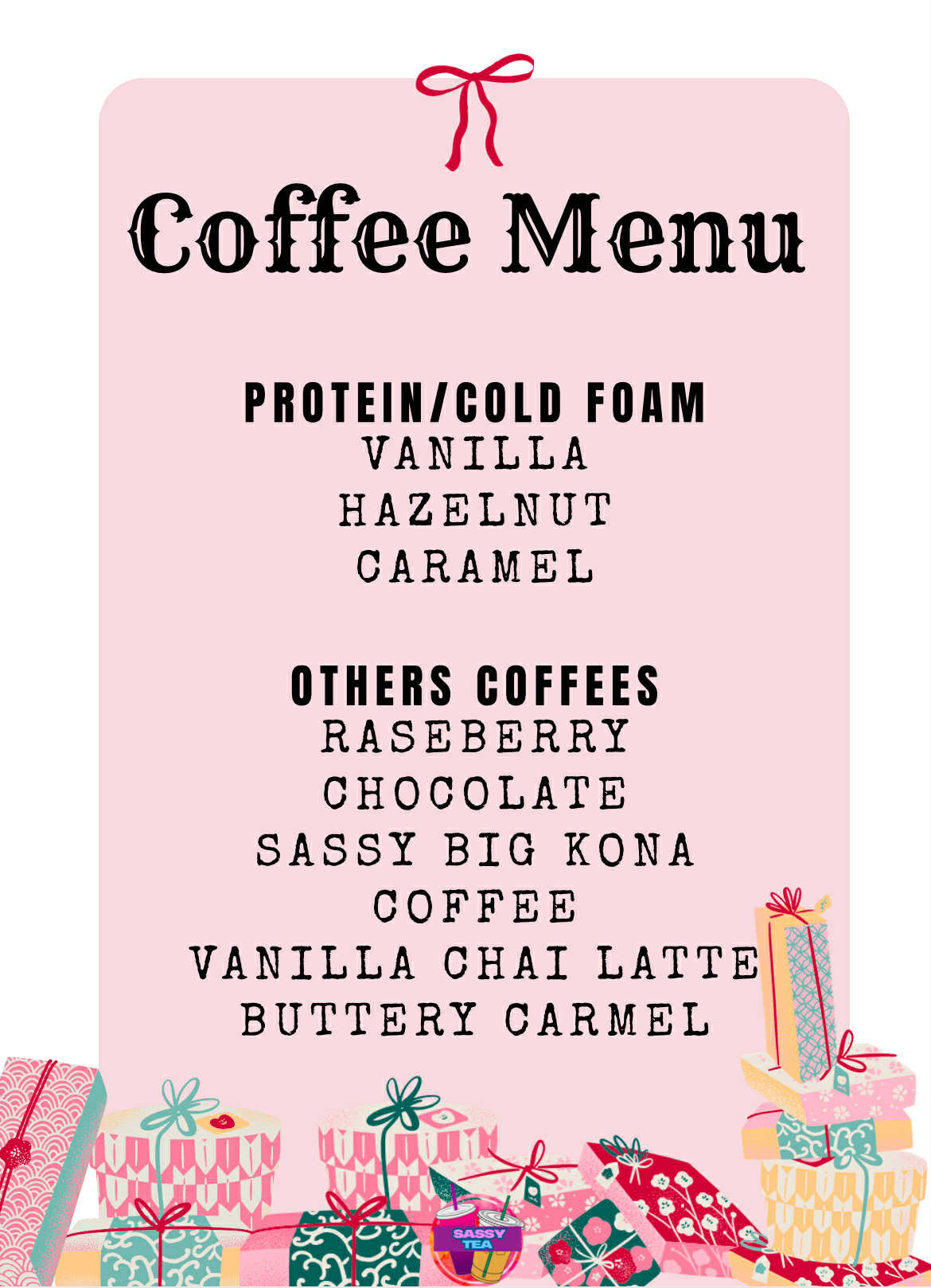 Coffee menu
